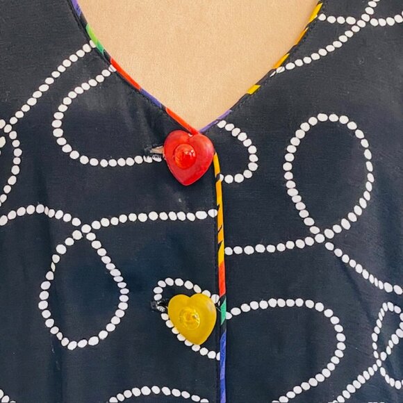 Vintage Platinum by Dorothy Schoelen Funky Heart Button Artsy Coat Dress Medium - Picture 3 of 12